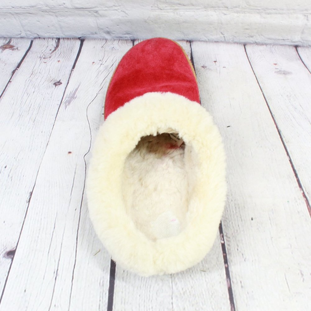 LL BEAN Women’s Squam Lake Red Suede Shearling Wicked Good Slippers Size 9 M - Picture 6 of 9